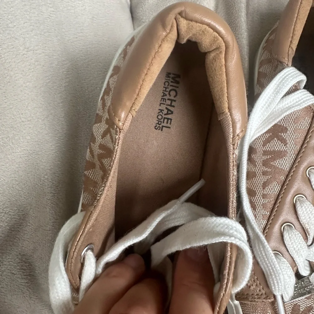 Michael Kors Beige Sneakers with White Accents